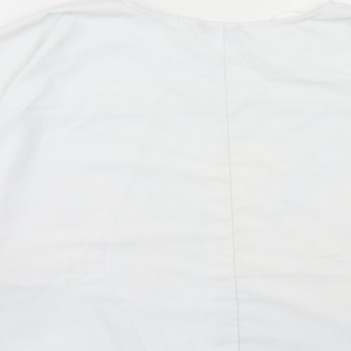 Roman Womens White Polyester Basic Blouse Size 10 Boat Neck - Tie Front Detail