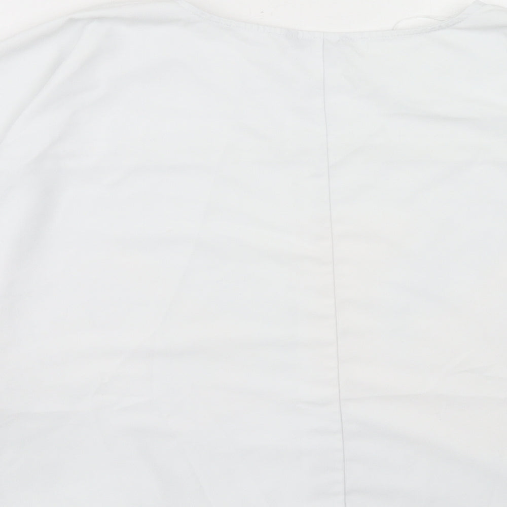 Roman Womens White Polyester Basic Blouse Size 10 Boat Neck - Tie Front Detail