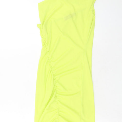 PRETTYLITTLETHING Womens Green Polyester Bodycon Size 6 Square Neck Pullover