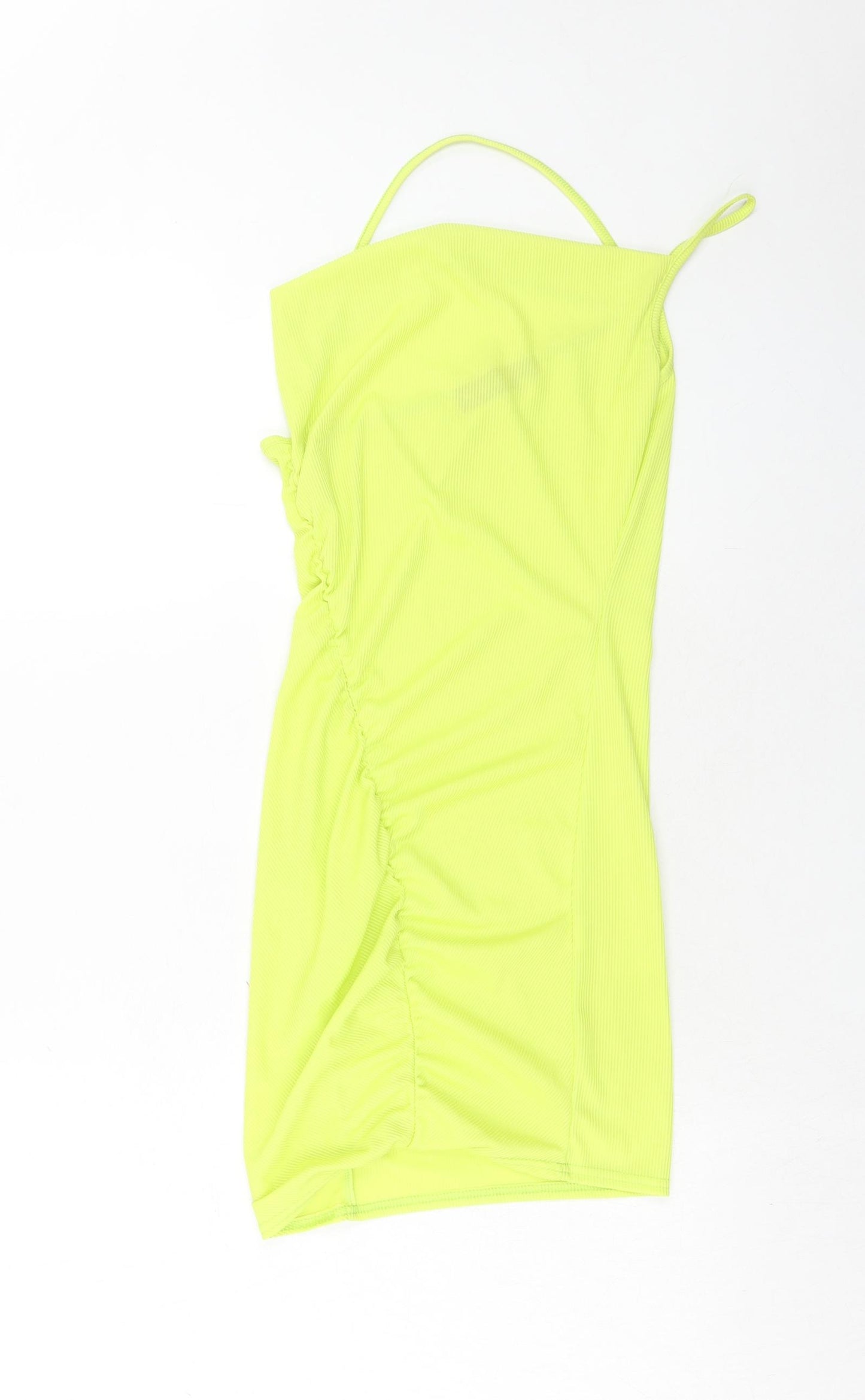 PRETTYLITTLETHING Womens Green Polyester Bodycon Size 6 Square Neck Pullover