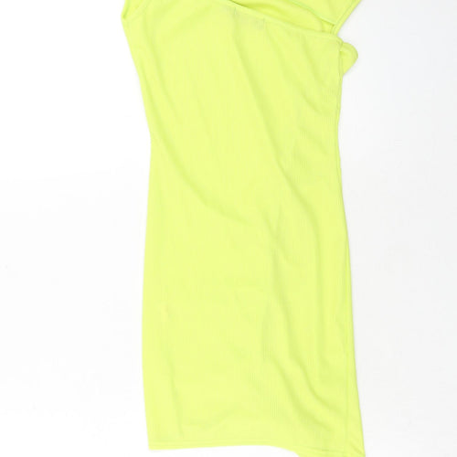 PRETTYLITTLETHING Womens Green Polyester Bodycon Size 6 Square Neck Pullover