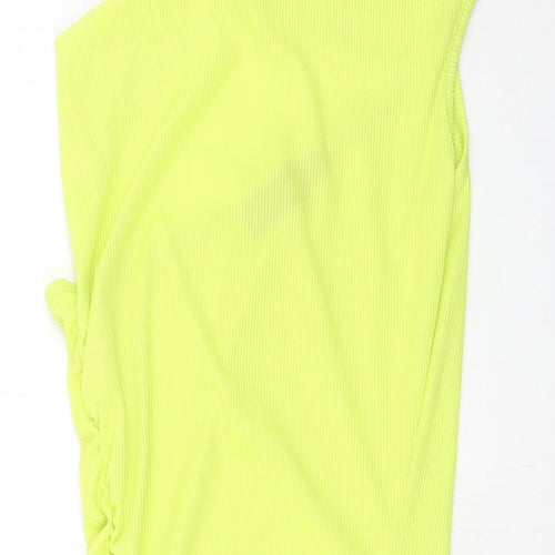PRETTYLITTLETHING Womens Green Polyester Bodycon Size 6 Square Neck Pullover