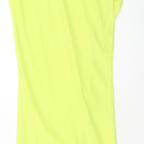 PRETTYLITTLETHING Womens Green Polyester Bodycon Size 6 Square Neck Pullover