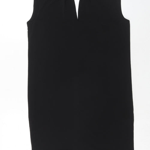 Warehouse Womens Black Polyester A-Line Size 10 Round Neck Button