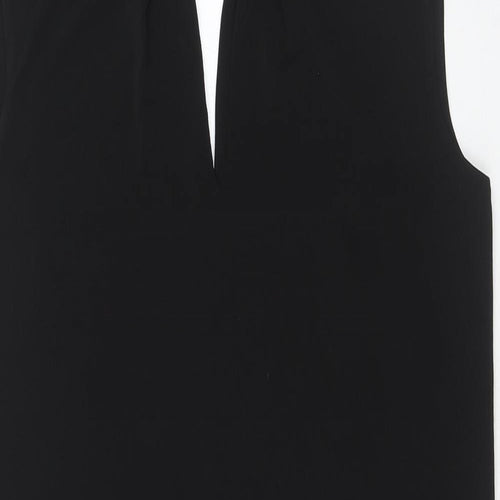 Warehouse Womens Black Polyester A-Line Size 10 Round Neck Button