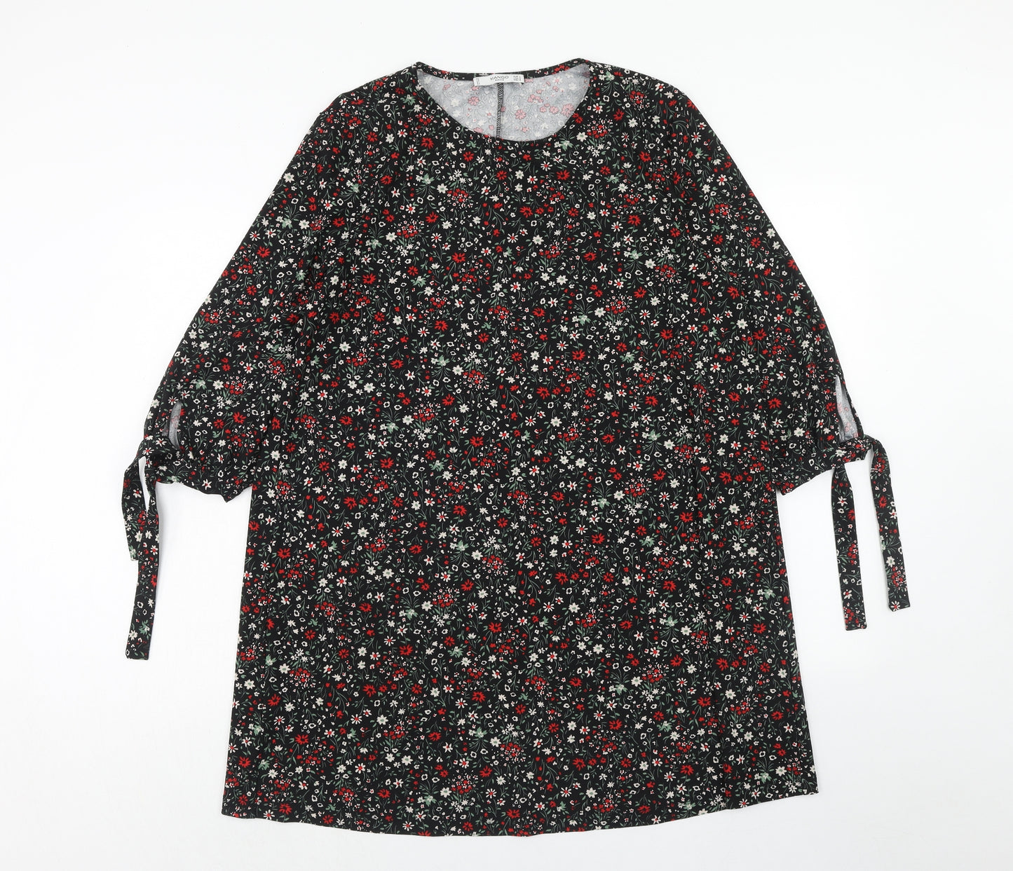 Mango Womens Multicoloured Floral Polyester A-Line Size L Round Neck Pullover