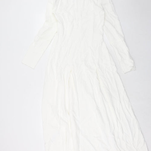 Mossimo Dutti Womens White Viscose Maxi Size XS V-Neck Zip