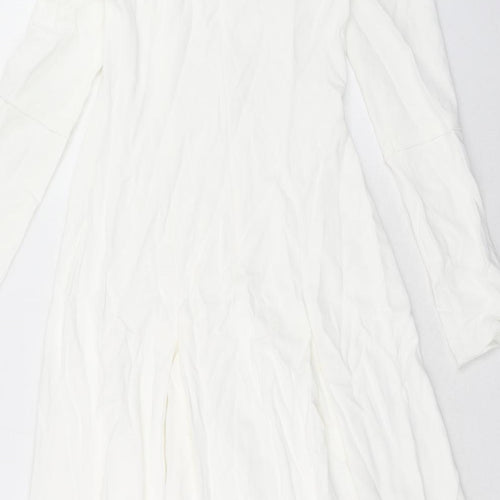 Mossimo Dutti Womens White Viscose Maxi Size XS V-Neck Zip