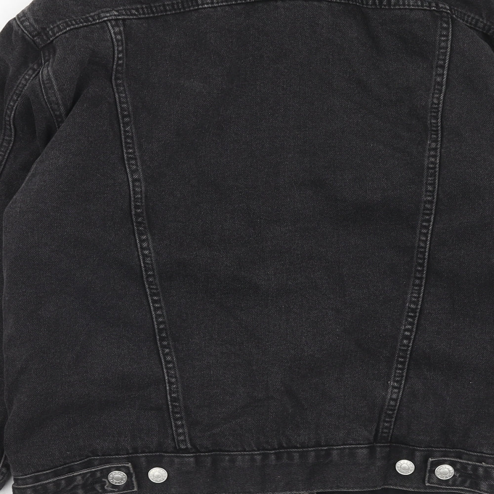 Topshop Womens Black Jacket Size 8 Button - Sherpa Collar