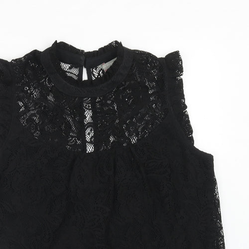 Dorothy Perkins Womens Black Polyester Basic Tank Size 12 Round Neck