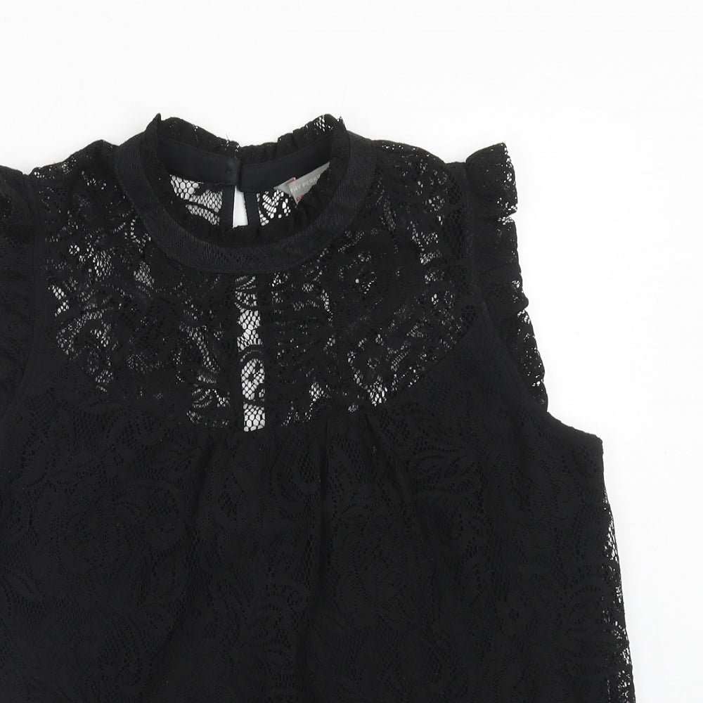 Dorothy Perkins Womens Black Polyester Basic Tank Size 12 Round Neck