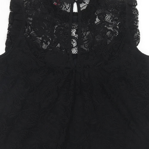 Dorothy Perkins Womens Black Polyester Basic Tank Size 12 Round Neck