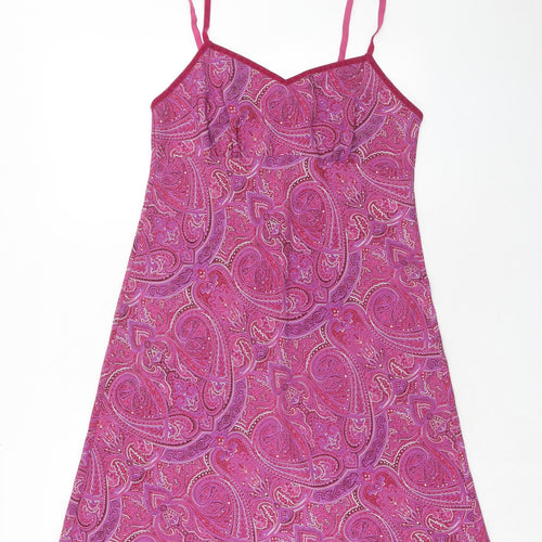 J.TAYLOR Womens Pink Paisley Polyester Slip Dress Size 12 V-Neck Pullover