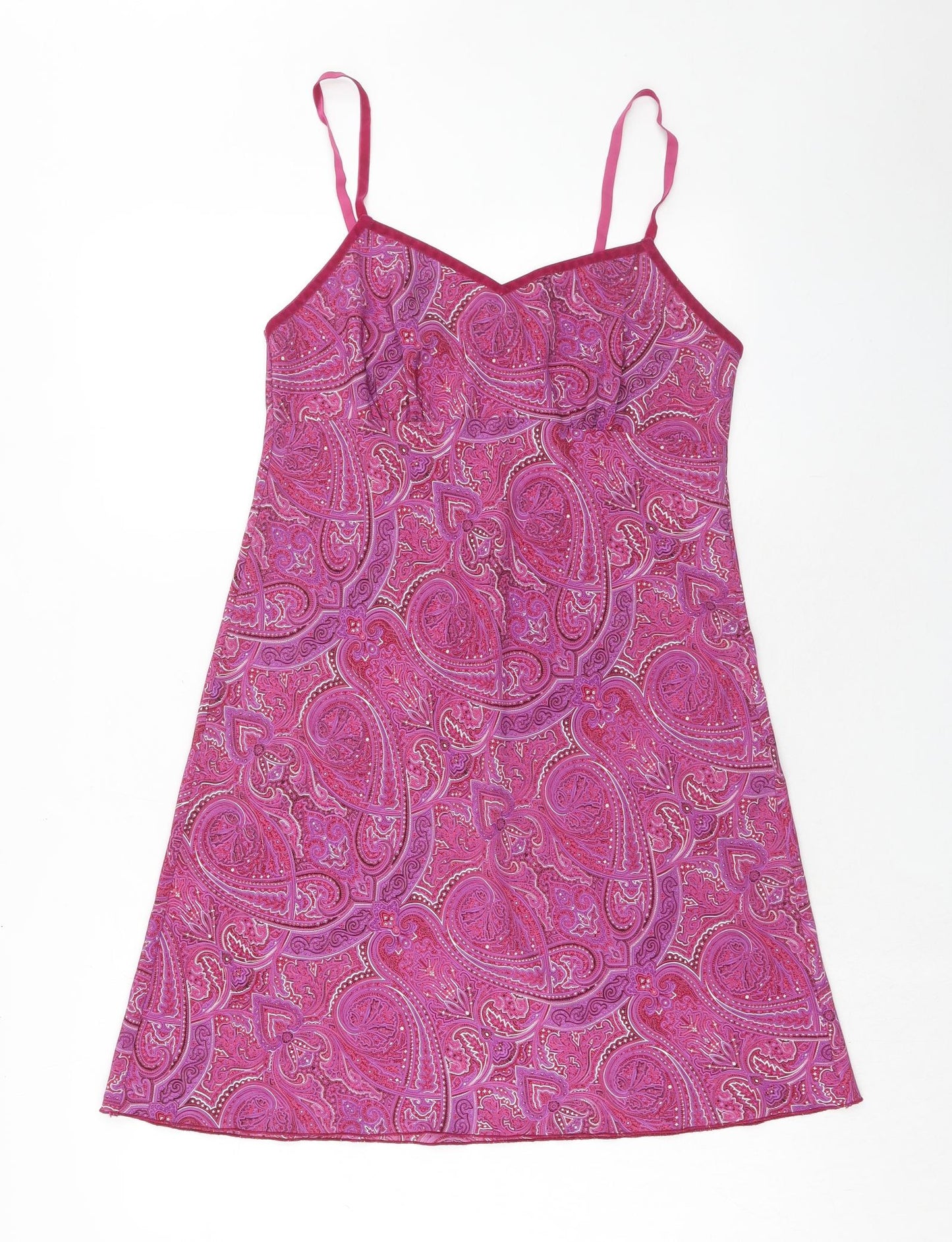 J.TAYLOR Womens Pink Paisley Polyester Slip Dress Size 12 V-Neck Pullover