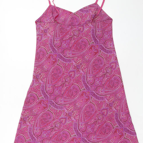 J.TAYLOR Womens Pink Paisley Polyester Slip Dress Size 12 V-Neck Pullover