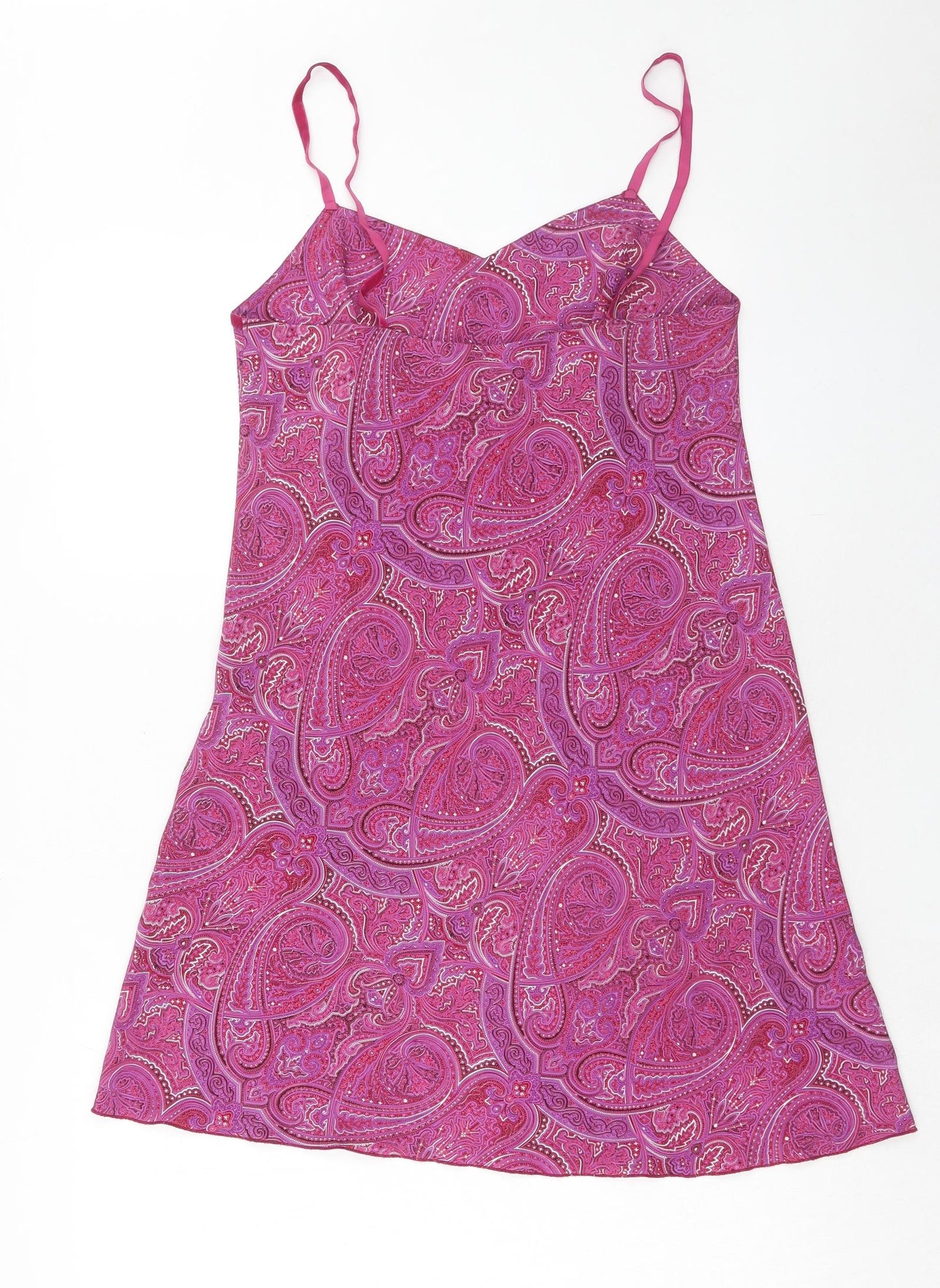 J.TAYLOR Womens Pink Paisley Polyester Slip Dress Size 12 V-Neck Pullover