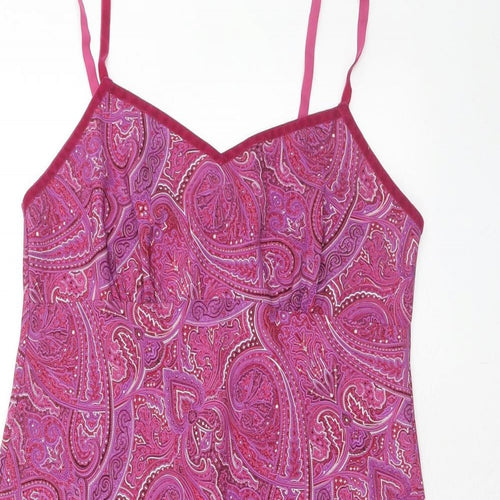 J.TAYLOR Womens Pink Paisley Polyester Slip Dress Size 12 V-Neck Pullover