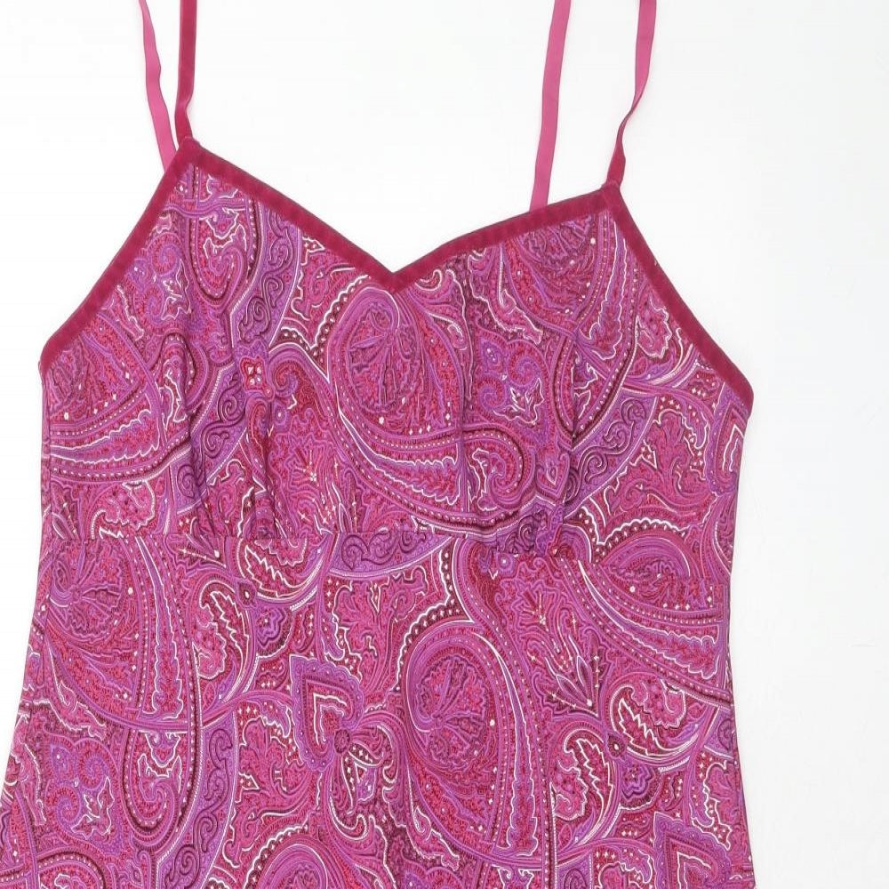 J.TAYLOR Womens Pink Paisley Polyester Slip Dress Size 12 V-Neck Pullover