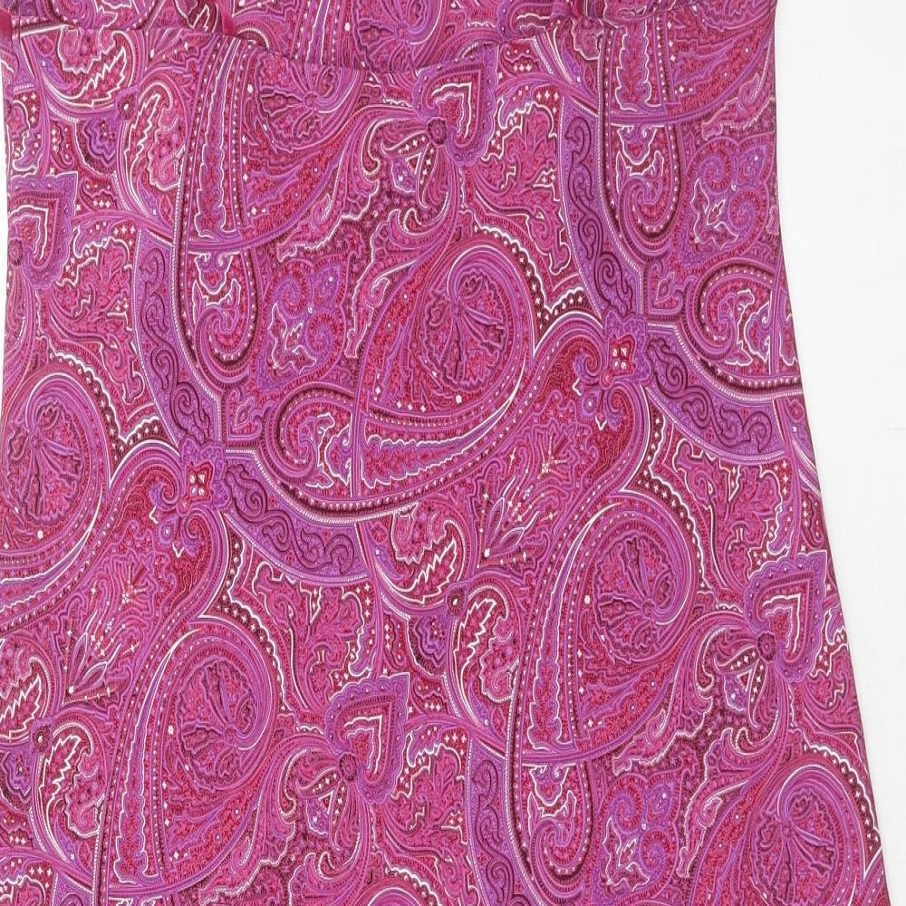 J.TAYLOR Womens Pink Paisley Polyester Slip Dress Size 12 V-Neck Pullover