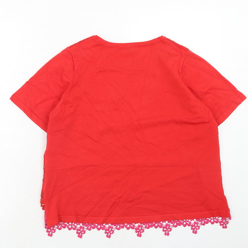 Marks and Spencer Womens Red Round Neck Viscose Pullover Jumper Size 14