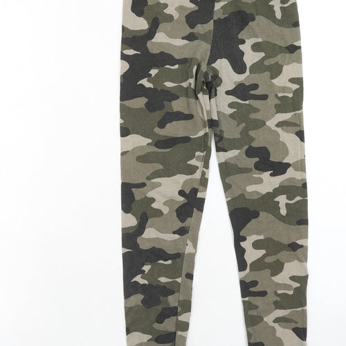 River Island Girls Green Camouflage Cotton Jogger Trousers Size 9-10 Years Regular Pullover - Leggings