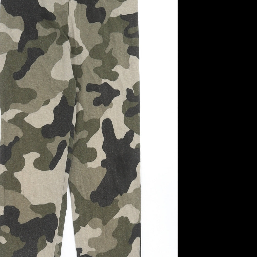River Island Girls Green Camouflage Cotton Jogger Trousers Size 9-10 Years Regular Pullover - Leggings