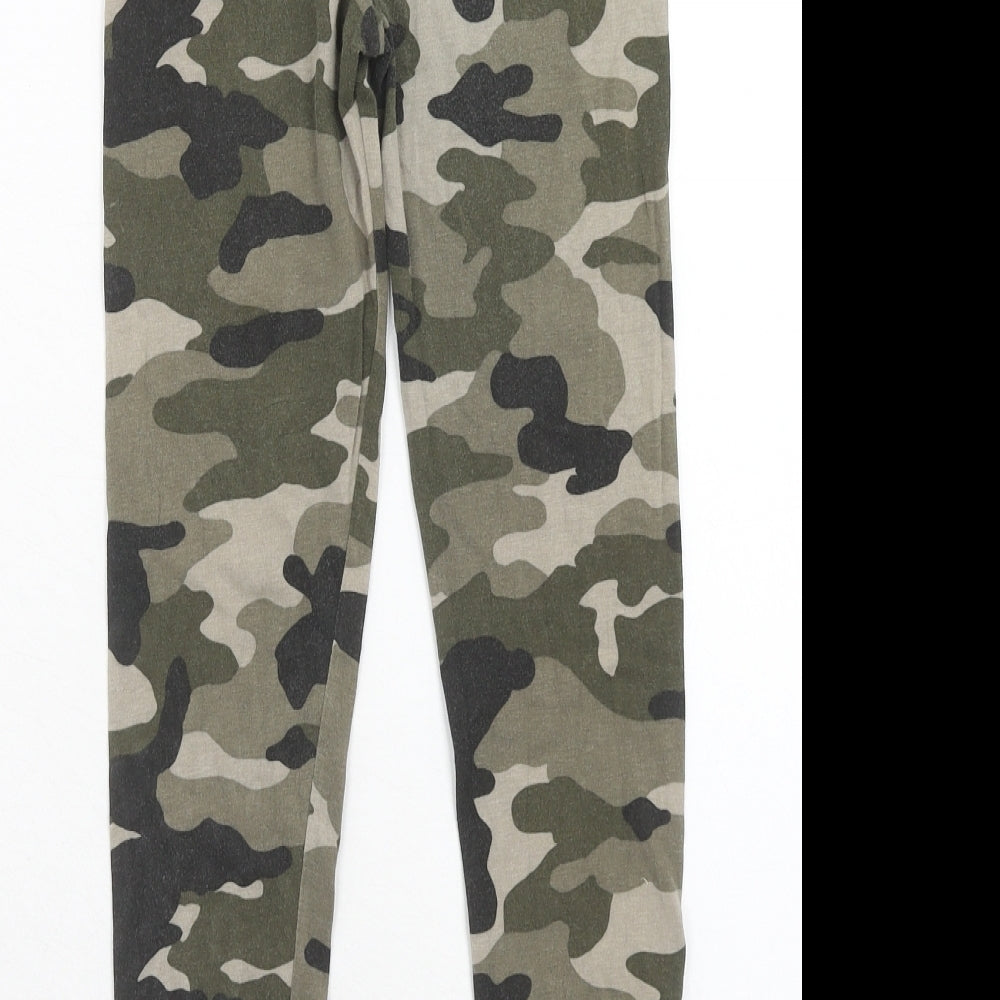 River Island Girls Green Camouflage Cotton Jogger Trousers Size 9-10 Years Regular Pullover - Leggings
