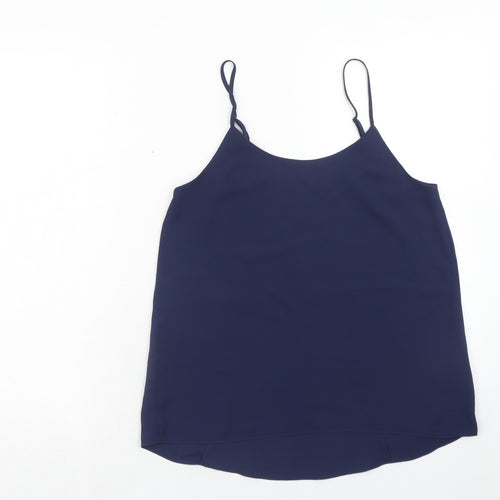 Oasis Womens Blue Polyester Basic Tank Size 8 Round Neck