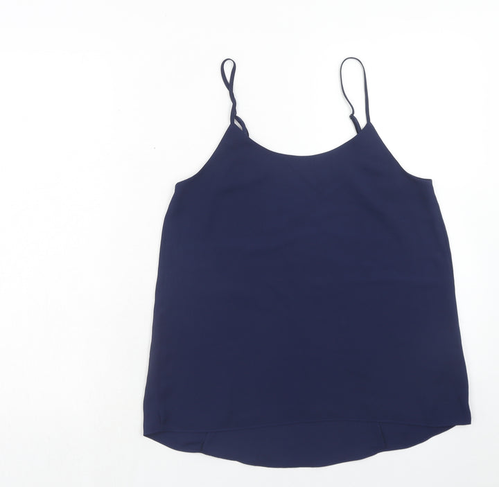 Oasis Womens Blue Polyester Basic Tank Size 8 Round Neck