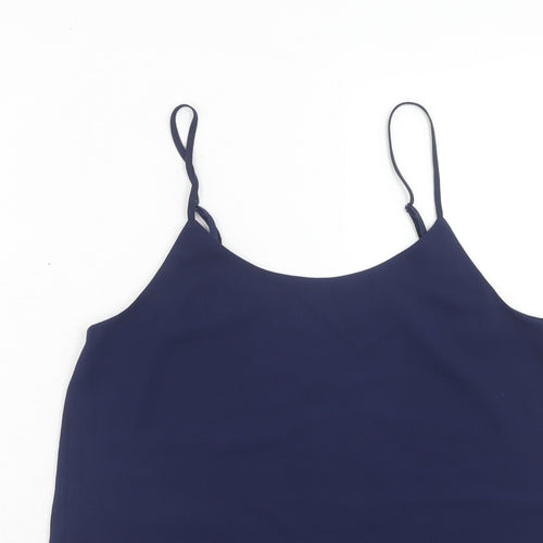 Oasis Womens Blue Polyester Basic Tank Size 8 Round Neck