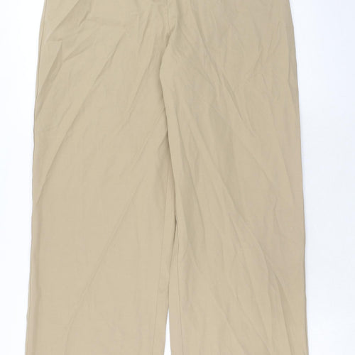 Zara Womens Beige Polyester Trousers Size S Regular Zip