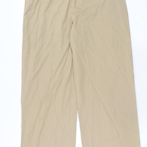 Zara Womens Beige Polyester Trousers Size S Regular Zip