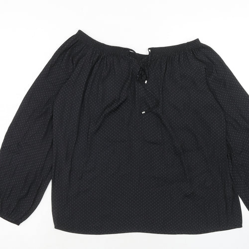 NEXT Womens Black Geometric Polyester Basic Blouse Size 6 Off the Shoulder