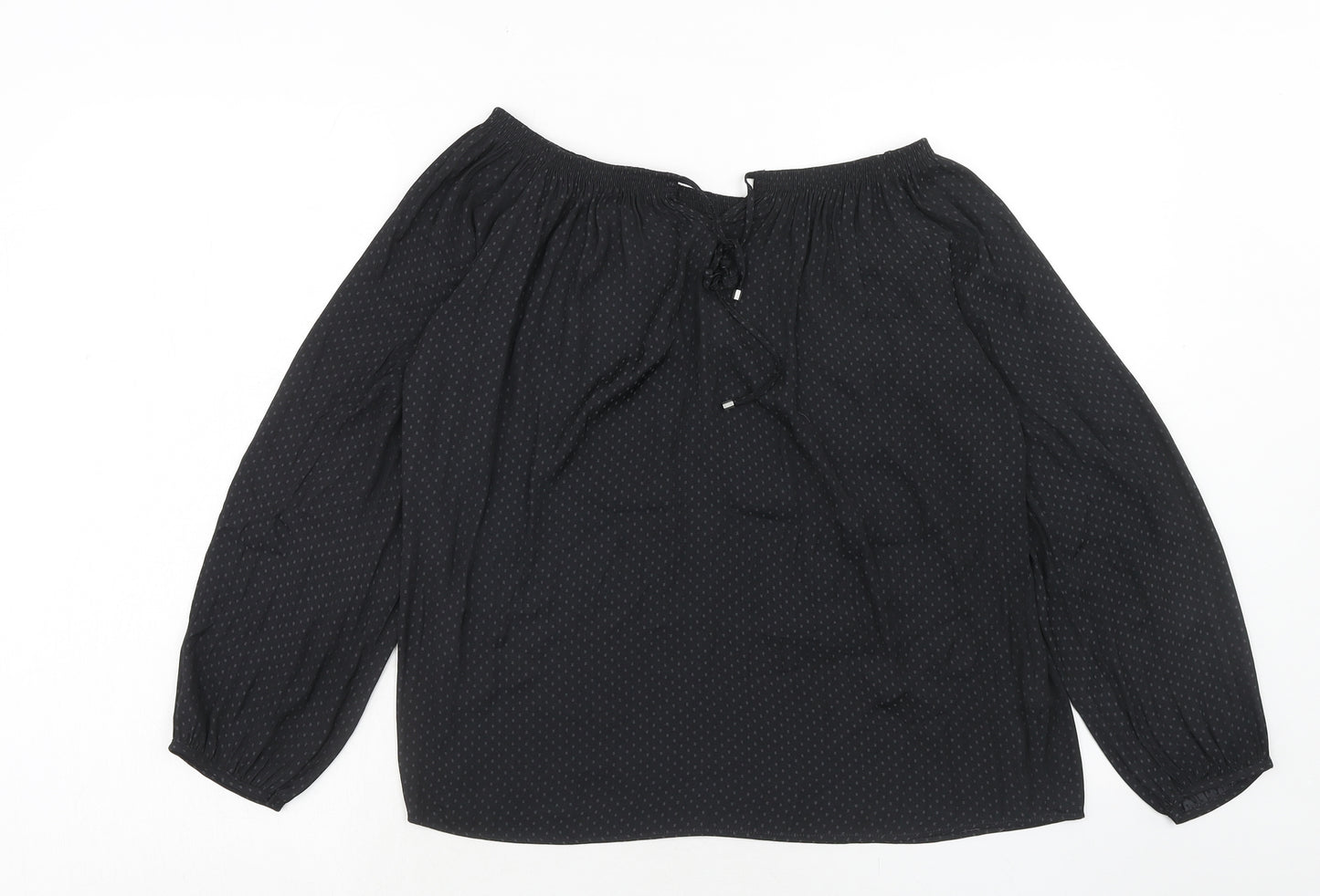 NEXT Womens Black Geometric Polyester Basic Blouse Size 6 Off the Shoulder
