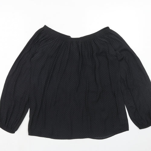 NEXT Womens Black Geometric Polyester Basic Blouse Size 6 Off the Shoulder