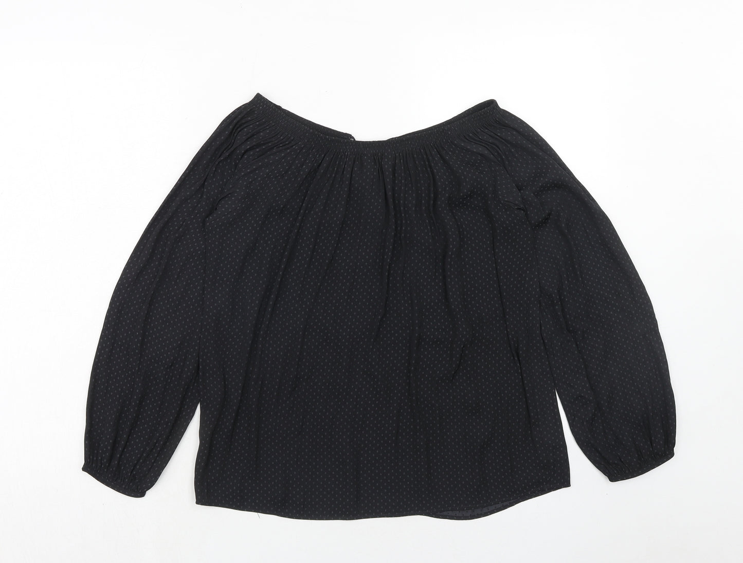 NEXT Womens Black Geometric Polyester Basic Blouse Size 6 Off the Shoulder