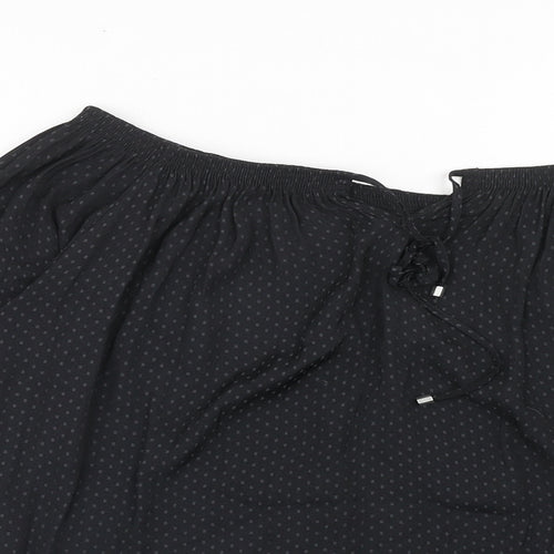 NEXT Womens Black Geometric Polyester Basic Blouse Size 6 Off the Shoulder