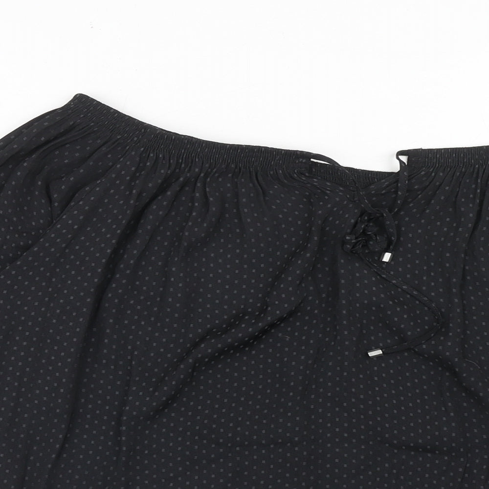 NEXT Womens Black Geometric Polyester Basic Blouse Size 6 Off the Shoulder