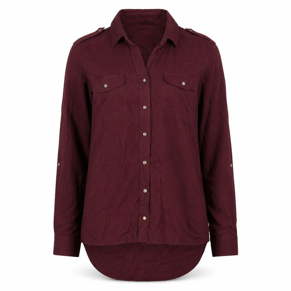 Next Womens Red Viscose Basic Button-Up Size 8 Collared