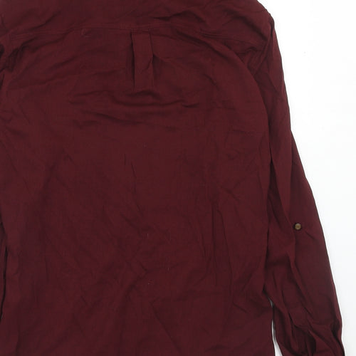 NEXT Womens Red Viscose Basic Button-Up Size 8 Collared