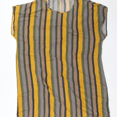 Emery Rose Womens Multicoloured Striped Viscose T-Shirt Dress Size 2XL Boat Neck Pullover