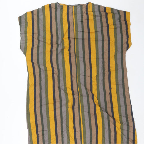 Emery Rose Womens Multicoloured Striped Viscose T-Shirt Dress Size 2XL Boat Neck Pullover