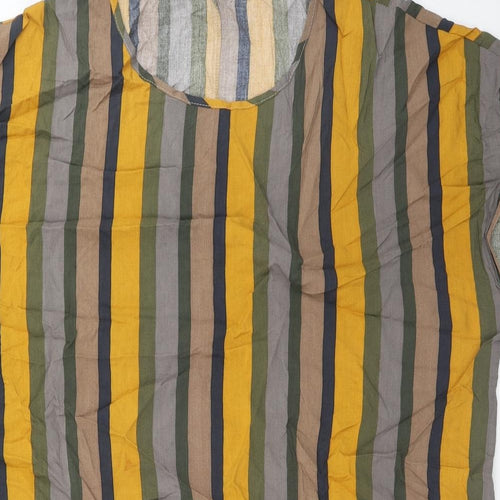 Emery Rose Womens Multicoloured Striped Viscose T-Shirt Dress Size 2XL Boat Neck Pullover
