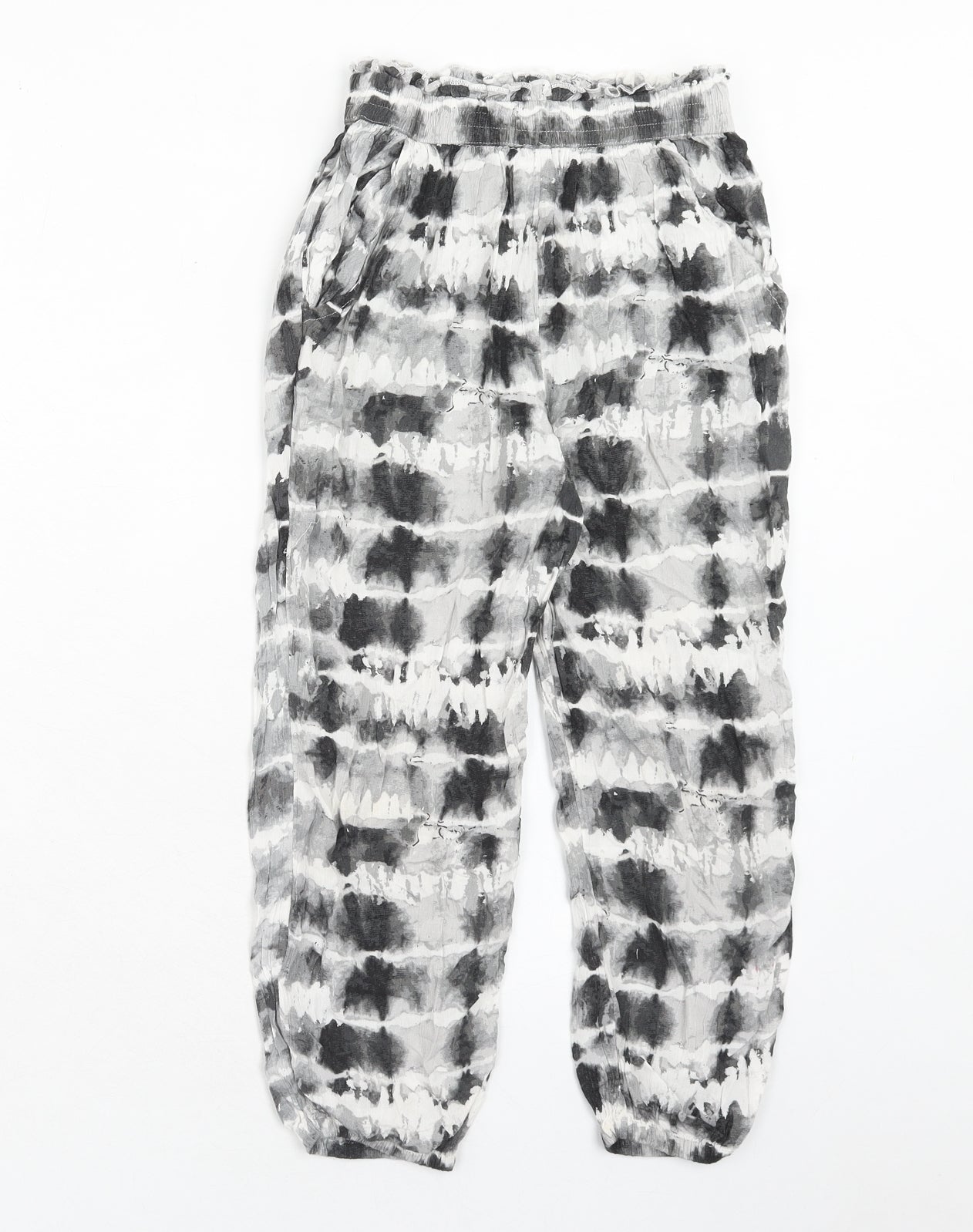 NEXT Girls Grey Tie Dye Viscose Jogger Trousers Size 9 Years Regular Pullover