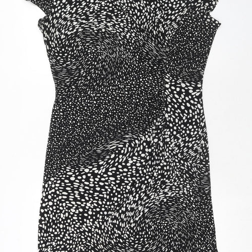 Linea Womens Black Animal Print Polyester Sheath Size 18 Square Neck Pullover - Slash Neck