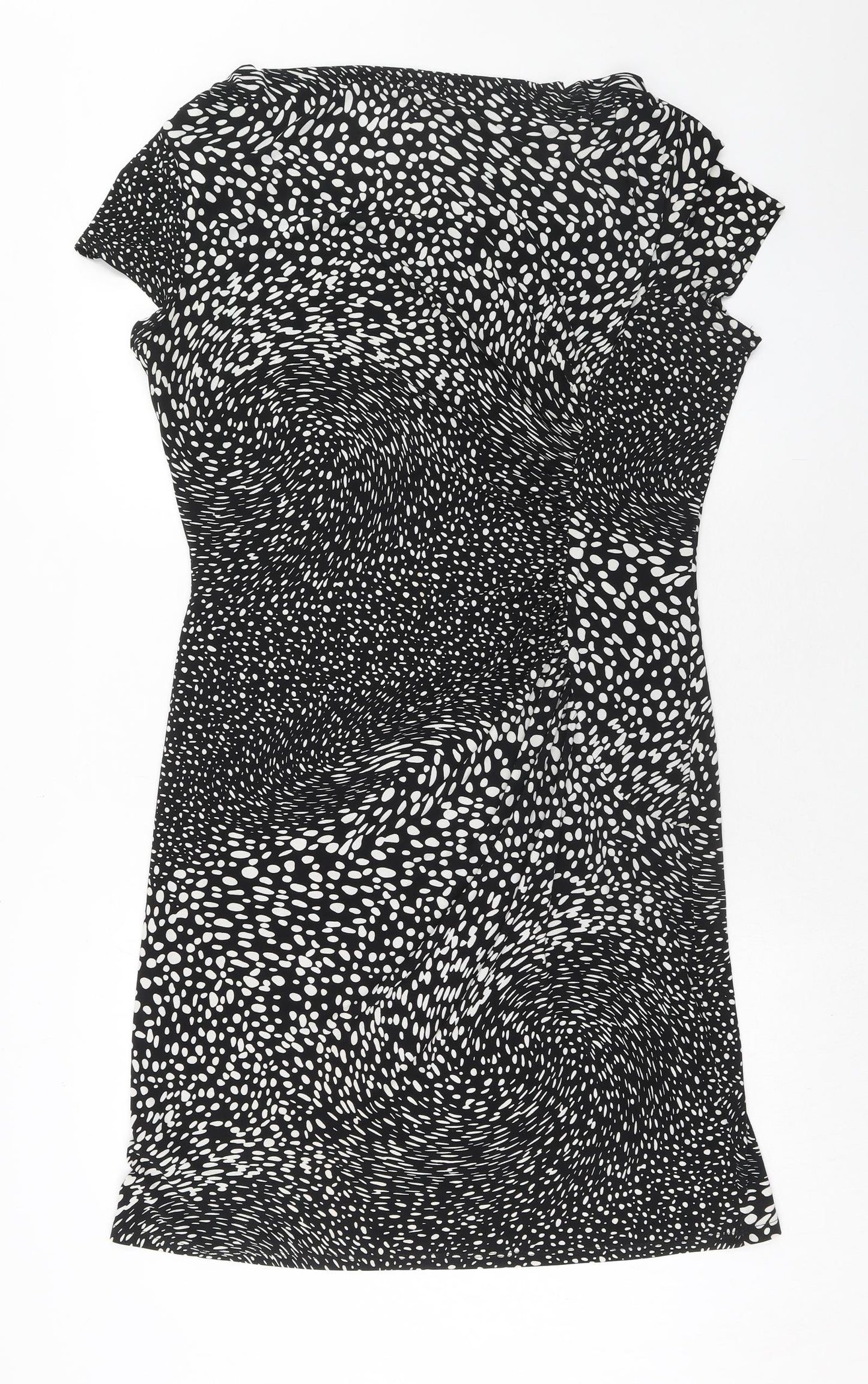 Linea Womens Black Animal Print Polyester Sheath Size 18 Square Neck Pullover - Slash Neck