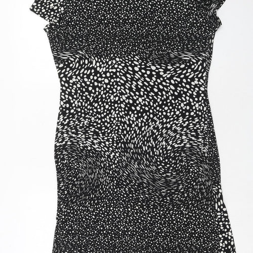 Linea Womens Black Animal Print Polyester Sheath Size 18 Square Neck Pullover - Slash Neck