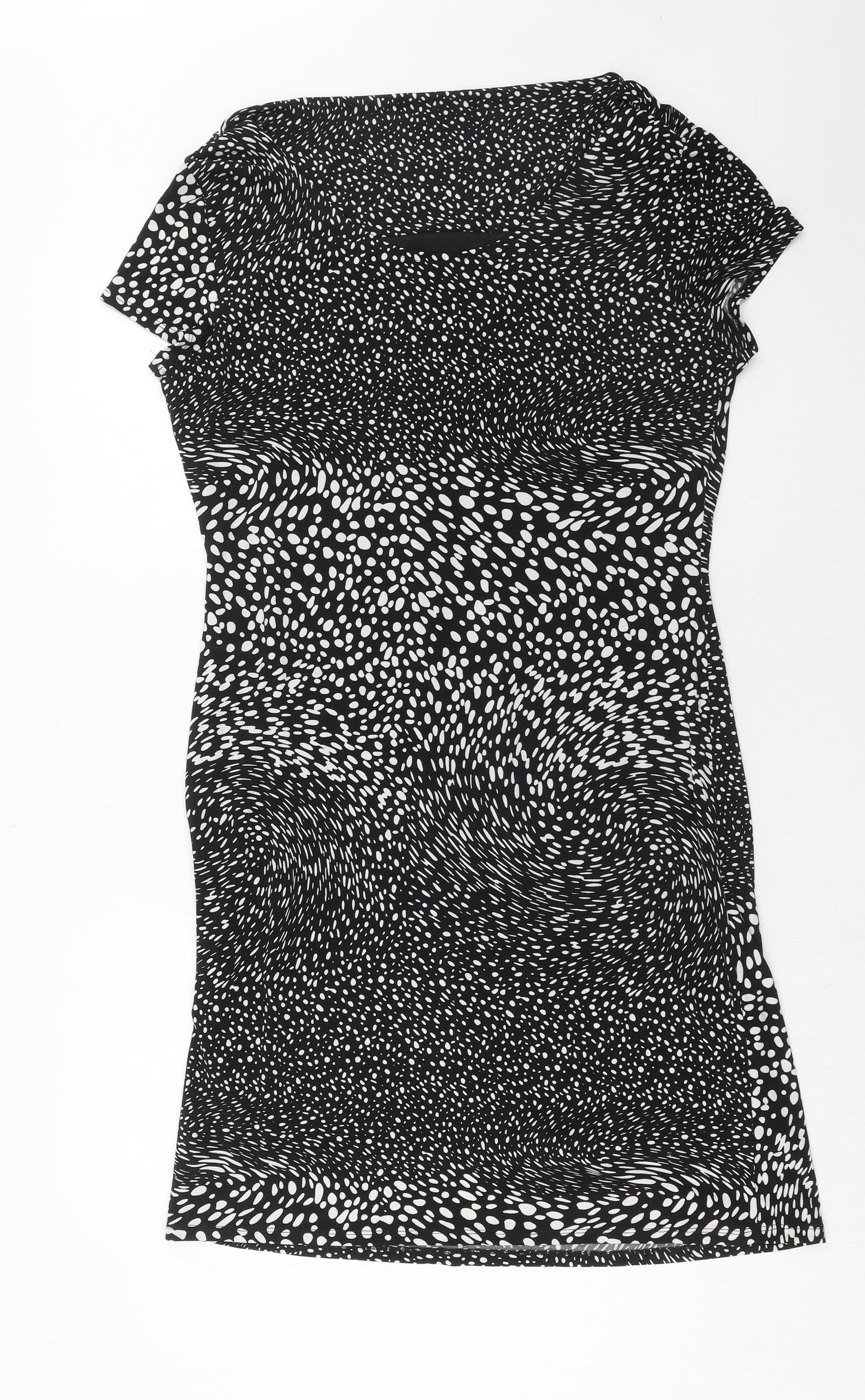 Linea Womens Black Animal Print Polyester Sheath Size 18 Square Neck Pullover - Slash Neck