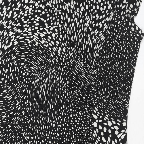 Linea Womens Black Animal Print Polyester Sheath Size 18 Square Neck Pullover - Slash Neck