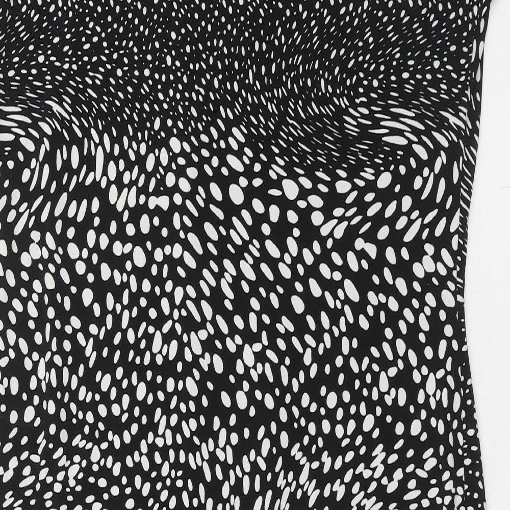 Linea Womens Black Animal Print Polyester Sheath Size 18 Square Neck Pullover - Slash Neck